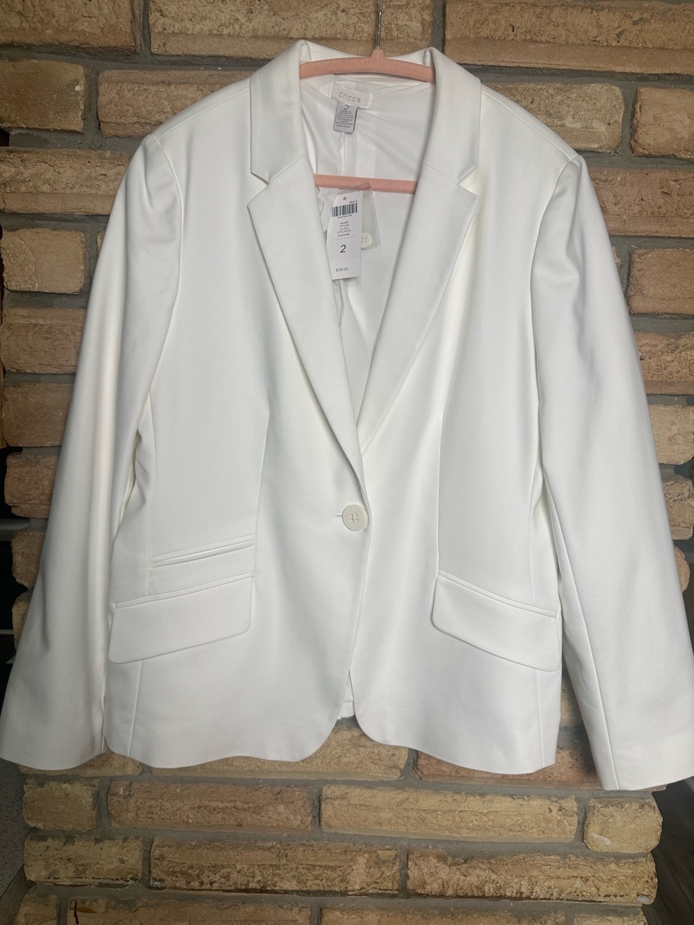 NWT Chico's Optic White Single-Button Notch-Lapel Blazer
